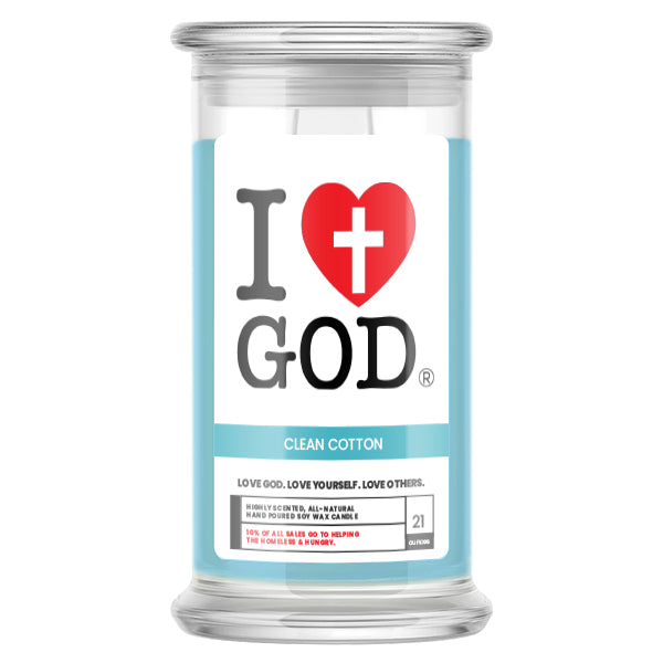 I Love God Clean Cotton Candle