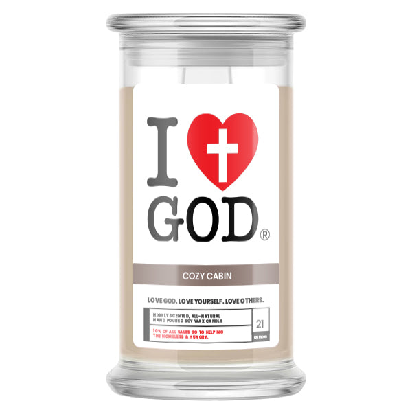 I Love God Cozy Cabin Candle